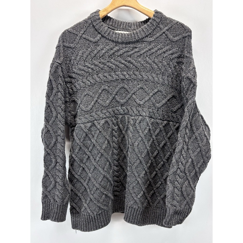 Gray Cable Knit Crewneck Sweater - Men - *Fits Like XL*
